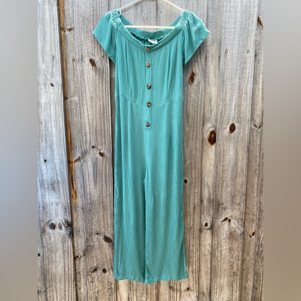 Sea green children’s (big kid) jumpsuit